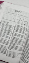 Cargar imagen en el visor de la galería, BIBLIA RVR1960 TAMAÑO PERSONAL LETRA GRANDE CON ÍNDICE Y CIERRE (TAPA IMITACIÓN PIEL- COLOR ROSADO)
