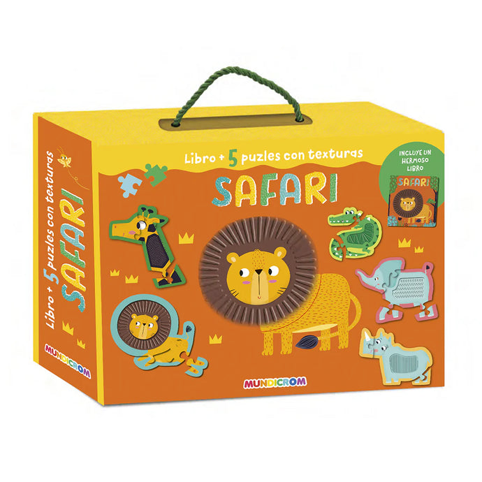 LIBRO + 5 PUZLES CON TEXTURA SAFARI