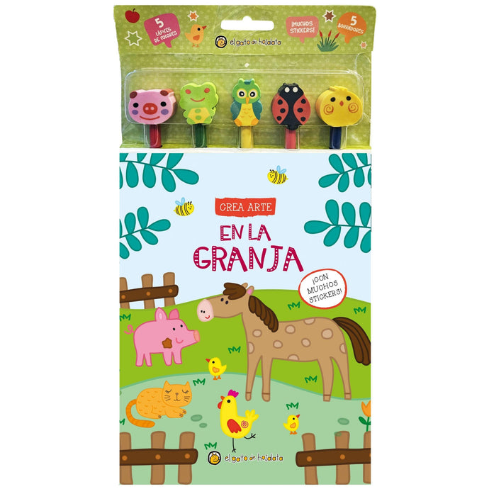 Crea arte: Lapices, borradores y stickers - En la granja