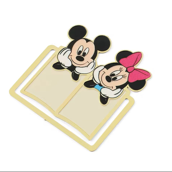 Marcapaginas metálico de libro con Minnie y Mickey