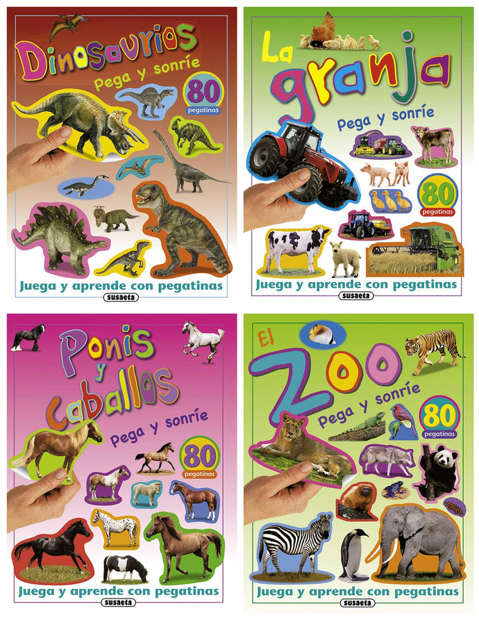 Pack pega y sonríe (4 títulos con mas de 80 stickers c/u)