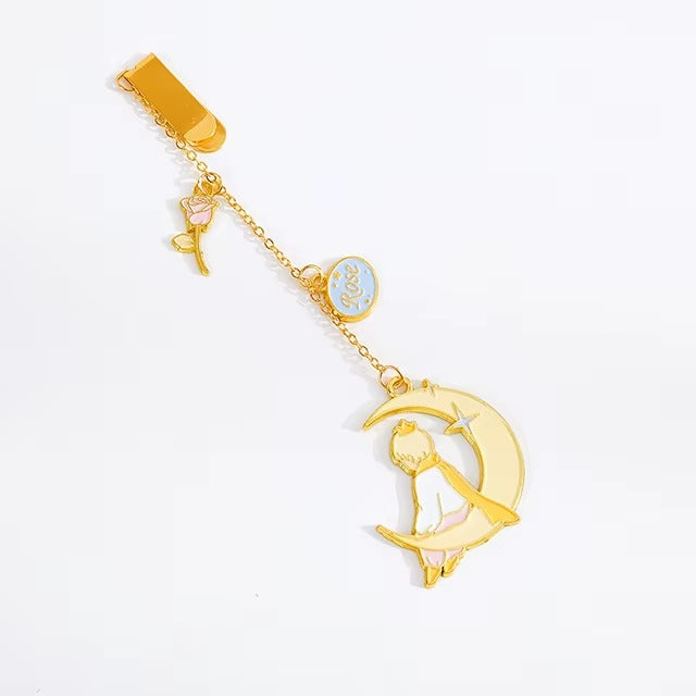 Marcapáginas principito colgante metálico (Luna)