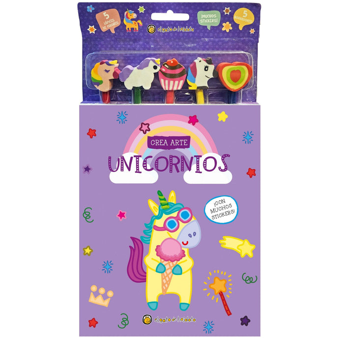 Crea arte: Lapices, borradores y stickers - Unicornios