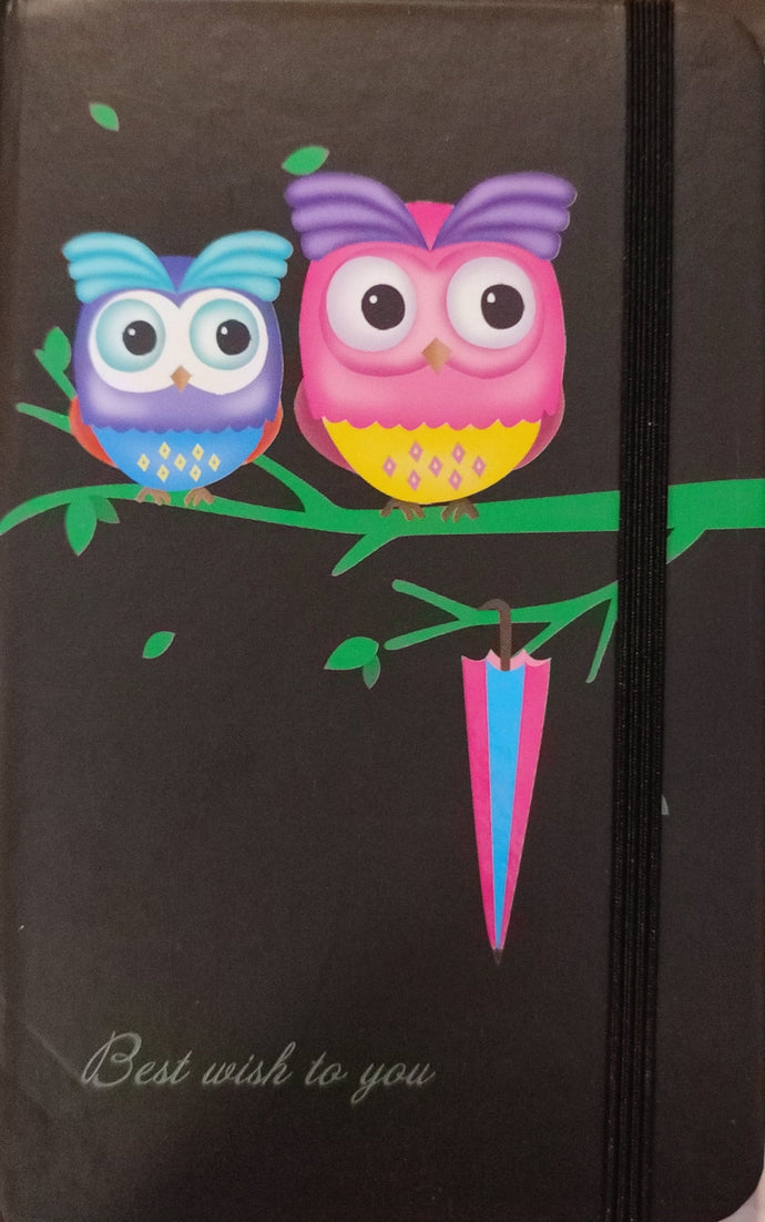 Libreta negra búho mediana