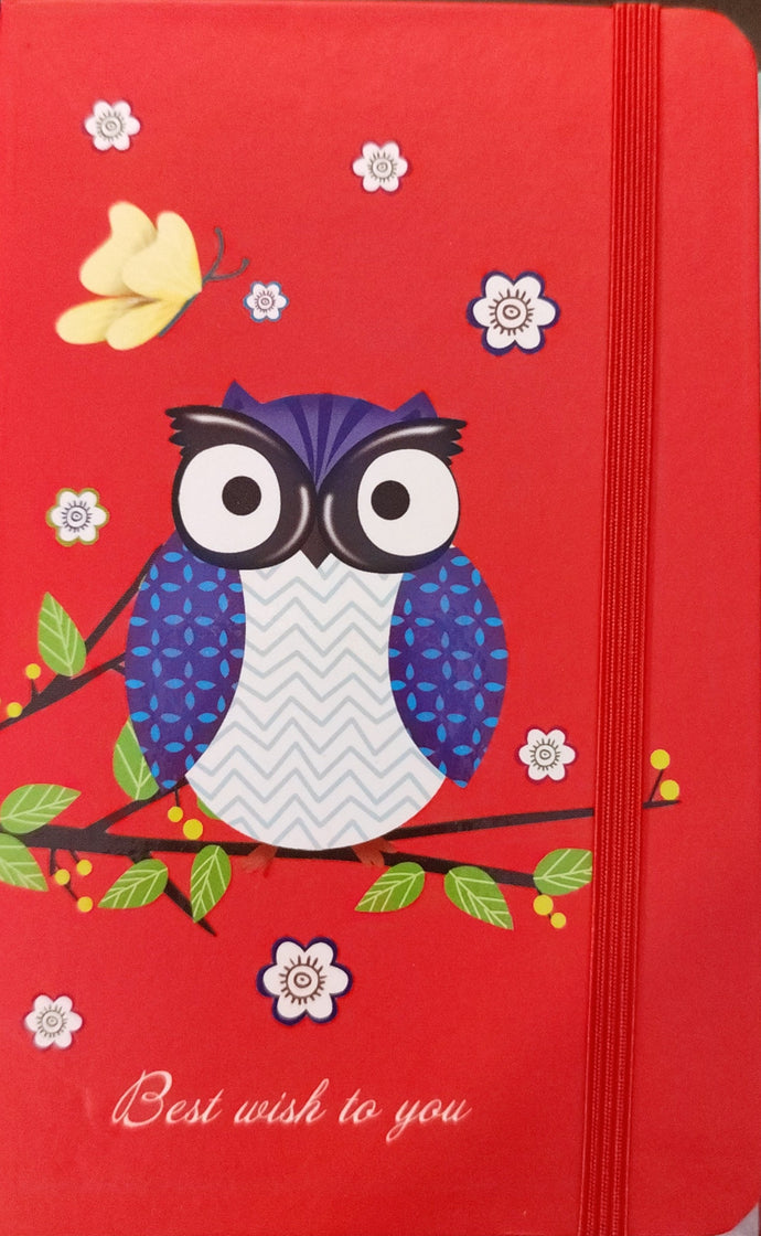 Libreta roja búho mediana
