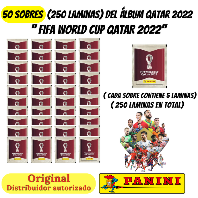 Pack 50 Sobres - Láminas Mundial 2022 ''World Cup Qatar 2022'' (ENTREGA INMEDIATA)