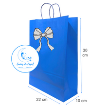 Cargar imagen en el visor de la galería, Bolsa de papel ecológica 22x30x10CM Azul

