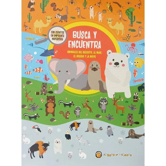 Busca y encuentra animales del desierto, el mar, el bosque y la nieve